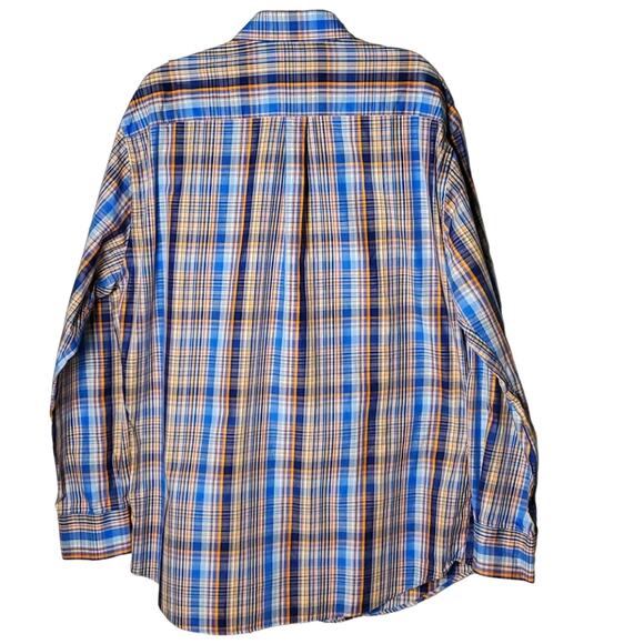 Peter Millar SZ XL 100% Cotton Blue Plaid Button Up Shirt - Picture 8 of 8